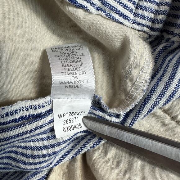J Jill Love 100% Linen Size Large Blue White Stripe Crop Wide Leg Pants 36x23 - Picture 12 of 12